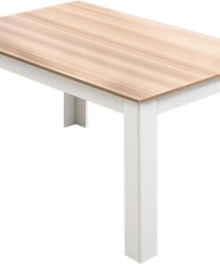 Mondeer Mesa de Comedor, 138 x 90 cm, Mesa de Cocina Moderna para 4-6 Personas, Mesa de Comedor Rectangular de Madera para Comedor, Cocina, Sala de Estar, Roble y Blanco