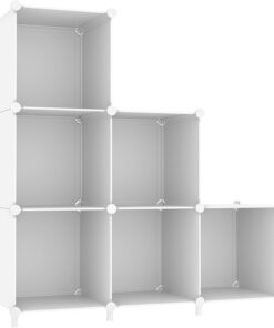 AWTATOS Organizador de Almacenamiento en Forma 6 de Cubo | Organizador Modular de 6 Cubos, de plástico, Cuadrado, para el hogar, Dormitorio, Sala de Estar, Oficina, Blanco