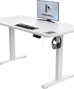 Homall Escritorio de pie, Metal, White, 120 x 60 cm