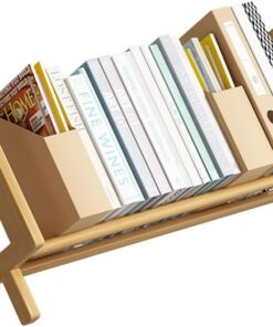 NUODWELL Estantería infantil de bambú, estantería de escritorio para niños, estante de almacenamiento, pequeño organizador de libros simple para habitación de los niños (color tronco, 33 cm de largo)