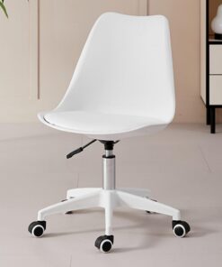 Shally Dogan Silla de Escritorio de Polipropileno con 5 Ruedas giratorias 360°, sillón ergonómico con Asiento Acolchado de Espuma de altísima Densidad, Ideal para Dormitorio, Oficina, casa (Blanco)