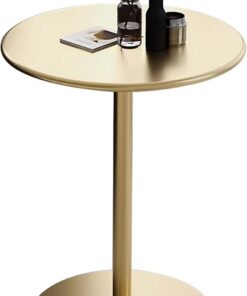 Mesa de Bar Redonda Mesa de Bar Dorada con Base de Metal Resistente, mesas Altas para Cocina, Exterior, bistró, cóctel, mesas de Centro de Ocio, decoración del hogar (tamaño: 40 x 40 x 72 cm