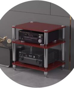 Estantería HiFi para AV de 3 Niveles, Soporte para TV, estantes multifuncionales de MDF para Amplificador AV, Tocadiscos y Sky Box. Mueble para TV (Color: marrón, tamaño: 49 x 48 x 37 cm (2