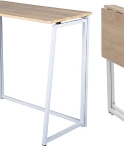 MEUBLE COSY Escritorio Plegable Mesa de Estilo Computadora Industrial para Ahorro de Espacio con Marco de Acero, Montaje Sencillo
