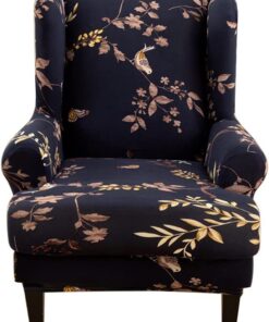 Fundas de sillón orejero Cubierta de Silla con alas de Terciopelo 2 Piezas 1 Plaza Funda para Sillon de Orejas