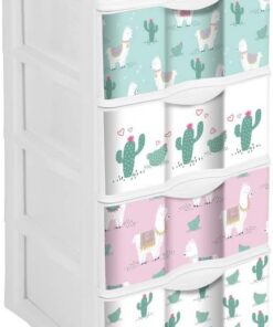 DRW Cajonera 4 cajones PVC Llama 40x38x64 cm
