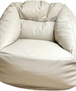 Silla Tipo puf Sofá Perezoso, puf Individual for Sala de Estar, balcón, sillón reclinable for tumbarse(Blanco,Pequeño)