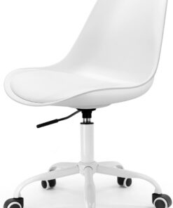 Waytex Lakar - Silla de Oficina escandinava con Ruedas, Altura Ajustable, Color Blanco