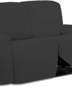 Easy-Going Funda elástica de Microfibra para sofá reclinable seccional, Suave Forro Polar Ajustable para sofá de 2 Asientos, Lavable, Protector de Muebles con Elasticidad para niños (sofá reclinable | Funda de sofá ajustable de elastano, protector de muebles lavable con parte inferior para niños, mascota gris oscuro