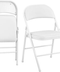 KAIHAOWIN Pack 2 Silla Plegable, Silla Plegable Tapizada con Estructura Metálica, Cómoda Silla Plegable para Restaurantes, Reuniones, Eventos, Gris Claro,KH-FC-2-WHITE