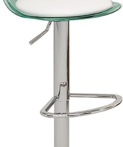 Taburetes de bar de altura ajustable, tapizados con respaldo acrílico y reposapiés plateado, ideales para comedor y bar en casa, asientos elegantes y cómodos