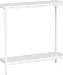 HOOBRO Mesa Consola Estrecha con Estante, Mesa Auxiliar 75 x 22 x 75 cm, Mesa de Pasillo, Mesa PequeñA de ExposicióN, Mesa de Sofá, Habitaciones Pequeñas, Entrada, Pasillo, Blanco EWW22XG01