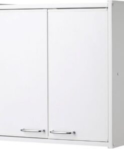 Negrari Armario de Pared F760PAM de Resina PVC, Resistente a la Humedad, se suministra con Kit de Montaje, Interior/Exterior, 59 x 21 x 59 cm, Blanco