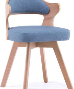 Silla de comedor giratoria de madera maciza nórdica, silla de sofá tapizada con brazo simple, respaldo de lino de algodón de diseño ergonómico, para restaurante / pub / cafetería / sala de estar