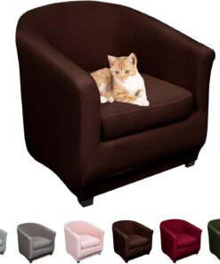 Lydevo Funda de Sillón Elásticas 2 Piezas Funda para Sillón Chesterfield con Funda de Asiento Elegante Cubierta de Sillón Extraíble Lavable Protector para Sillón,Marrón