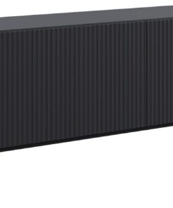Selsey Mueble TV Salón 140 cm Negro – Mueble TV Salón Moderno con Puertas Abatibles, Mueble de Salón para Televisión, Aparador Bajo para TV con Patas Metálicas, Fabricado en Europa