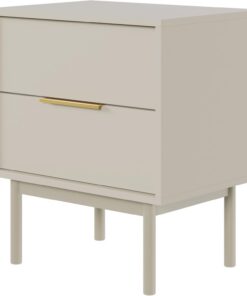 Selsey Viviaro - Mesita de Noche (54 cm, con 2 cajones, Patas de Madera de Color Gris y Beige)