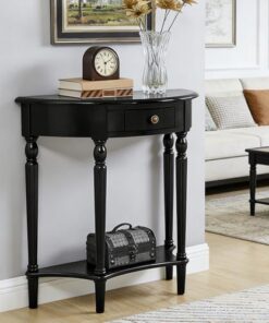 Genérico Mesas Consola con Almacenamiento, Escritorio para Pasillo, Mesa Auxiliar Estrecha para Pasillo, Mesa Consola para Entrada – Mesa semicircular de Madera Maciza con cajón, Muebles auxiliares p