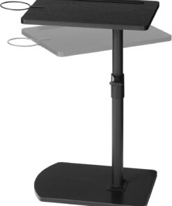 HOOBRO Mesa Auxiliar en Forma de C, Mesa de Sofá Giratoria 360°, Portavasos Extraíble y Ranura para Tableta, Salón, Dormitorio, Negro EBB34SF01