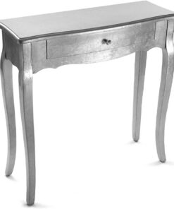 Versa Cagliari Mueble Recibidor Estrecho para Entrada o Pasillo, Mesa Consola, con 1 cajón, Medidas (Al x L x An) 80 x 30 x 80 cm, Madera, Color Plateado