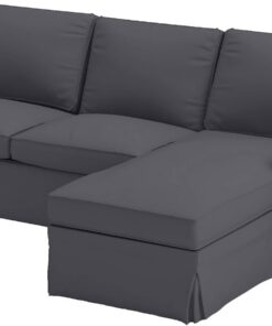 HomeTown Market Funda de sofá de Tela Duradera de Repuesto Compatible con sofá IKEA Ektorp. Solo Funda. Sofá no Incluido. (Chaise 4 plazas Poliéster Gris Oscuro)