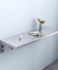 XJBTBA Mesa Plegable montada en la Pared: Acero Inoxidable 304 Que Ahorra Espacio con Soportes Plegables, Ideal para Comedor, Cocina y Espacios pequeños (39,4" x 9,8")