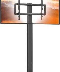Soporte TV Pie, Mueble Soporte TV Suelo con Giratorio de 80°y Altura Ajustable, Poco Espacio para TV, LCD, LED, OLED de 27 a 65 Pulgadas, VESA MAX de 400X400 mm