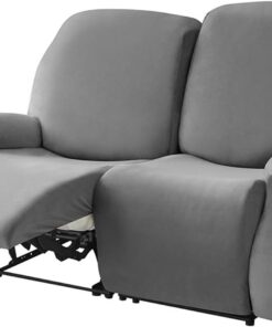 Funda Sillon Relax Reclinable-Gris Oscuro-2 plazas | Terciopelo Funda De Sillón Relax Elástica antideslizante con bolsillo lateral Para Perros y Mascotas