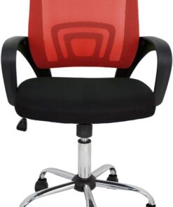 La Silla Española Ribadeo Silla de Oficina sin Reposacabezas, Poliéster y Rejilla, Rojo, 53.5x57x98 cm