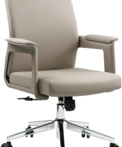 GIZNXBA Silla De Oficina De Cuero Silla De Ordenador Reclinable 126° con Ruedas Sillas De Escritorio Ergonómicas con Soporte Lumbar Sillas Giratorias Ejecutivas para Salón, Sala De Recepc(Khaki)