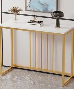 Genérico Mesas Consola, Escritorio de Pasillo con Almacenamiento, Mesa Auxiliar Estrecha para Pasillo, Mesa Consola Moderna de 100 cm, Mesa Auxiliar Estrecha con Tapa de Madera para Sala de Estar, en