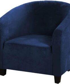 Funda de Terciopelo Suave para Silla de bañera, Fundas de Silla de Cubo de Alta Elasticidad, Fundas Suaves para sillas de Club, Fundas para sillón para Comedor, Sala de Estar, cafetería (Azul Marino)