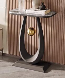 Genérico Mesas Consola con Almacenamiento, Escritorio para Pasillo, Mesa Auxiliar Estrecha, Mesa semicircular para teléfono, Mesa Consola Estrecha con Tablero de Piedra, Mesa Auxiliar contemporánea p