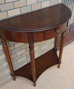 Genérico Mesas Consola con Almacenamiento, Escritorio para Pasillo, Mesa Auxiliar Estrecha para Pasillo, Mesa Consola de Mediados de Siglo con un Solo cajón, diseño de Media Luna para sofá, Porche, s