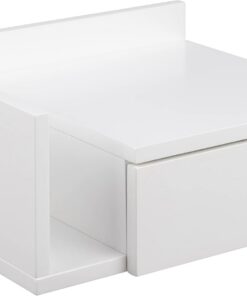 AC Design Furniture Fia - Mesita de Noche con 1 cajón, Color Blanco, Estilo escandinavo Minimalista, estantería de Pared con cajón, 40 x 32 x 16,5 cm