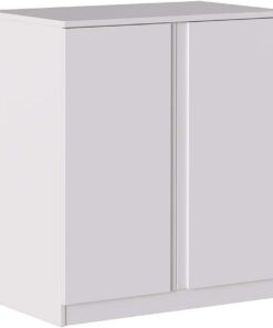 Iconic Home MIK Modern, Armario con 2 puertas, 2 estantes, Sala de estar, Comedor, Dormitorio, Sala de niños, Estudio, Hobby, 80x44.5xh87 cm, Matt White
