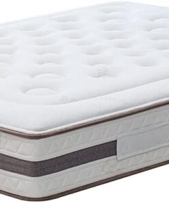 KUO Dream Eco Natur - Colchón de Muelles Ensacados, Acolchado Natural de algodón y Tejido Bamboo, Refuerzo Lumbar de Latex, 90 x 200 cm, Color Beige