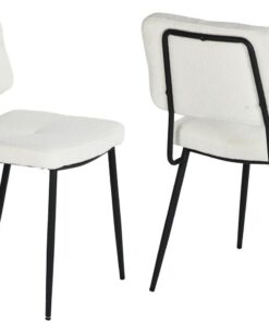 MEUBLE Cosy Juego de 2 Sillas de Comedor Escandinavo Tapizadas en Tela de Felpa sin Reposabrazos con Patas Metal para Cocina Salón Dormitorio