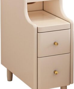 Juego de 2 mesitas de noche altas y estrechas, elegante mesita de noche con cajones, mesas auxiliares funcionales para dormitorio, mesita de noche compacta para un almacenamiento eficiente, perfecta