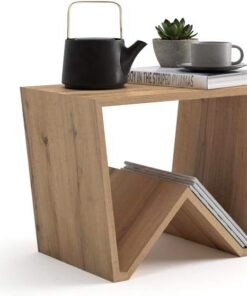 MOBILI FIVER, Mesa de Centro Emma, Color Madera rústica, mesita salón, mesita Auxiliar Baja, Made In Italy