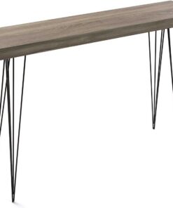 Versa Dallas Mueble Recibidor Estrecho para Entrada o Pasillo, Mesa Consola, Medidas (Al x L x An) 80 x 25 x 110 cm, Madera y Metal, Color Marrón