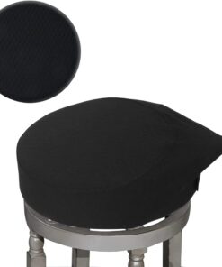 BUYUE Fundas para taburetes de bar, tela de lujo de 40,6 a 45,7 cm, redondas, resistentes a las arrugas, elásticas, lavables, a prueba de polvo, L-negro-1 unidad