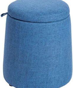 Taburete para pies Asiento de Banco de Almacenamiento otomano de Lino Redondo, Caja organizadora de Juguetes Reposapiés para Cambio de Zapatos para la Oficina en casa (Color: Beige