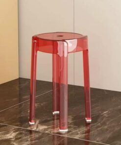 Taburete de bar apilable de acrílico transparente de 18 pulgadas, silla ligera para interiores, cocina, sala de estar, baño y cafetería