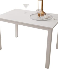 Woodroom Mesa de Comedor Kota Hevea Maciza lacada (Blanco, 110 x 70 cm)