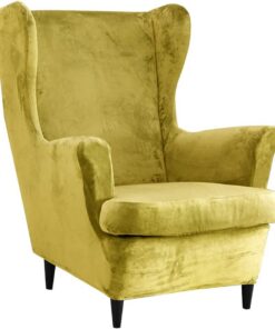 Fundas de sillón orejero Cubierta de Silla con alas de Terciopelo 2 Piezas 1 Plaza Funda para Sillon de Orejas Terciopelo