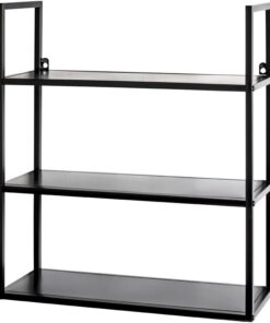 HAKU Estante de Pared Negro, Metal, Metal - Dim.: AN 50 cm x AL 58 cm x P 20 cm, Estilo: Moderno