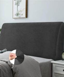 DUJUIKE Funda cabecero Cama, Protector de Funda de Cabecera de Cama, Tejido de Terciopelo Suave, Funda Protectora para cabecero de Cama (Negro Azabache, Longitud de la cabecera：150cm-170cm)
