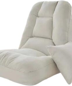 Puf pequeño para Dormitorio Sofá Perezoso Plegable, Asiento con Respaldo de Cama Tatami for Dormitorio, sillón reclinable(Blanco)