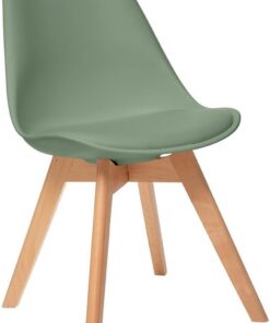 Avilia Silla de Cocina ergonómica – Silla de Mesa con cojín, Ideal para salón y Comedor, diseño Moderno y cómodo, de Madera de Haya, 52,5 x 48 x 82 cm, Verde Caqui